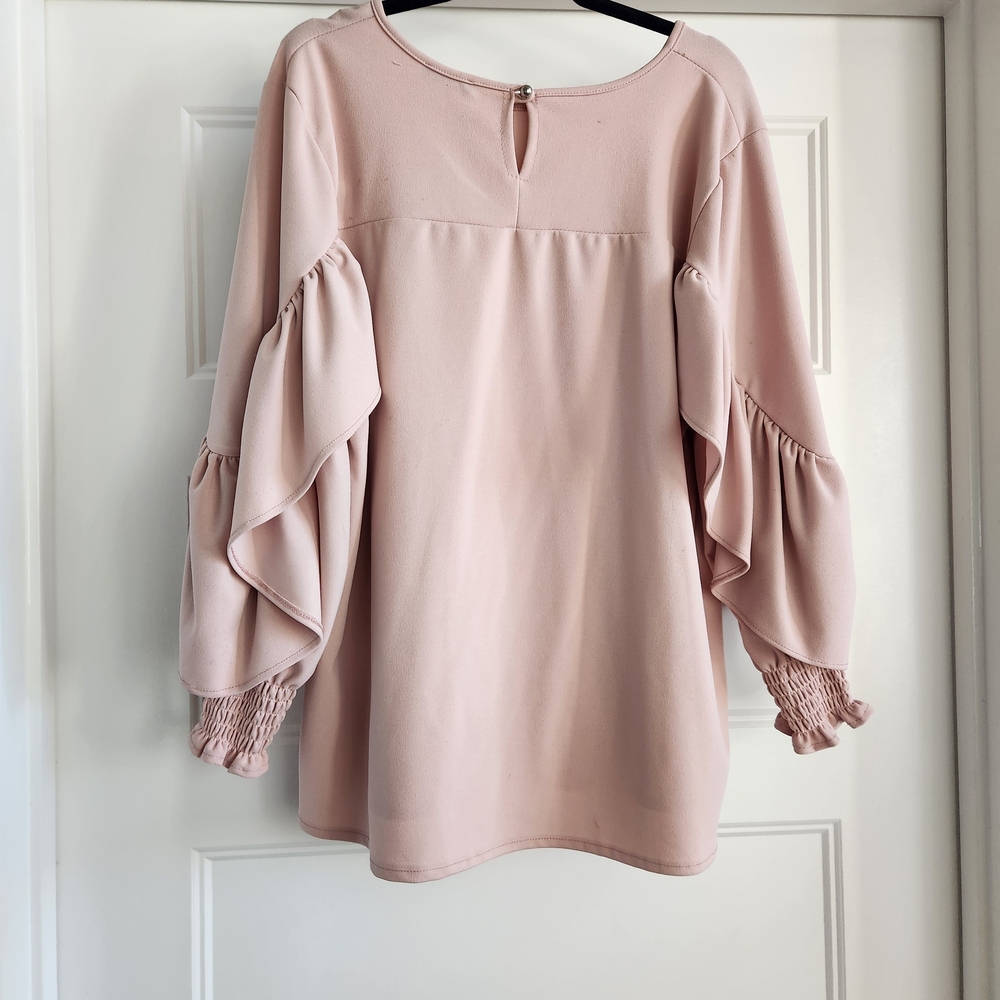 Boohoo Blush Rufffle Top - Picture 2 of 6